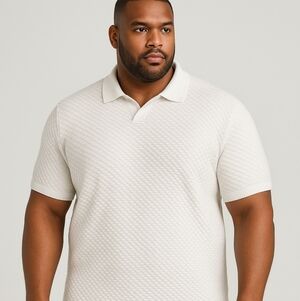 Buffalo David Bitton 3XL Big & Tall Waffle Knit Polo Pullover – Men’s White